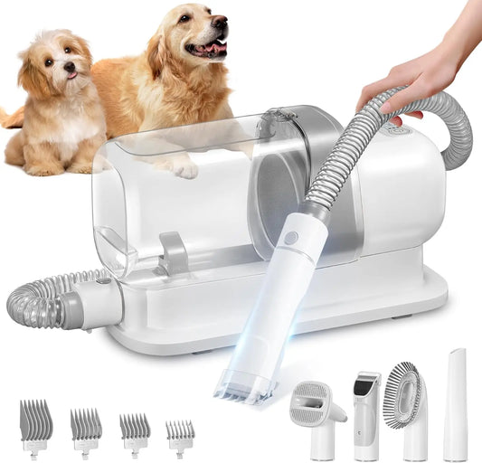 Pet Grooming Vacuum Kit with 2.3L Dust Cup, Low Noise, 5 Tools for Dog Cat Hair Shedding