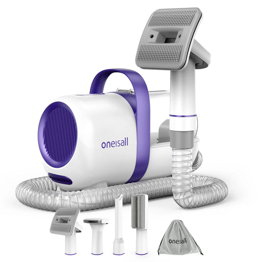 4 in 1 Dog Grooming Vacuum Kit : Low Noise 12Kpa Strong Suction with Pet Hair Deshedding Brush and Cleaning Tools